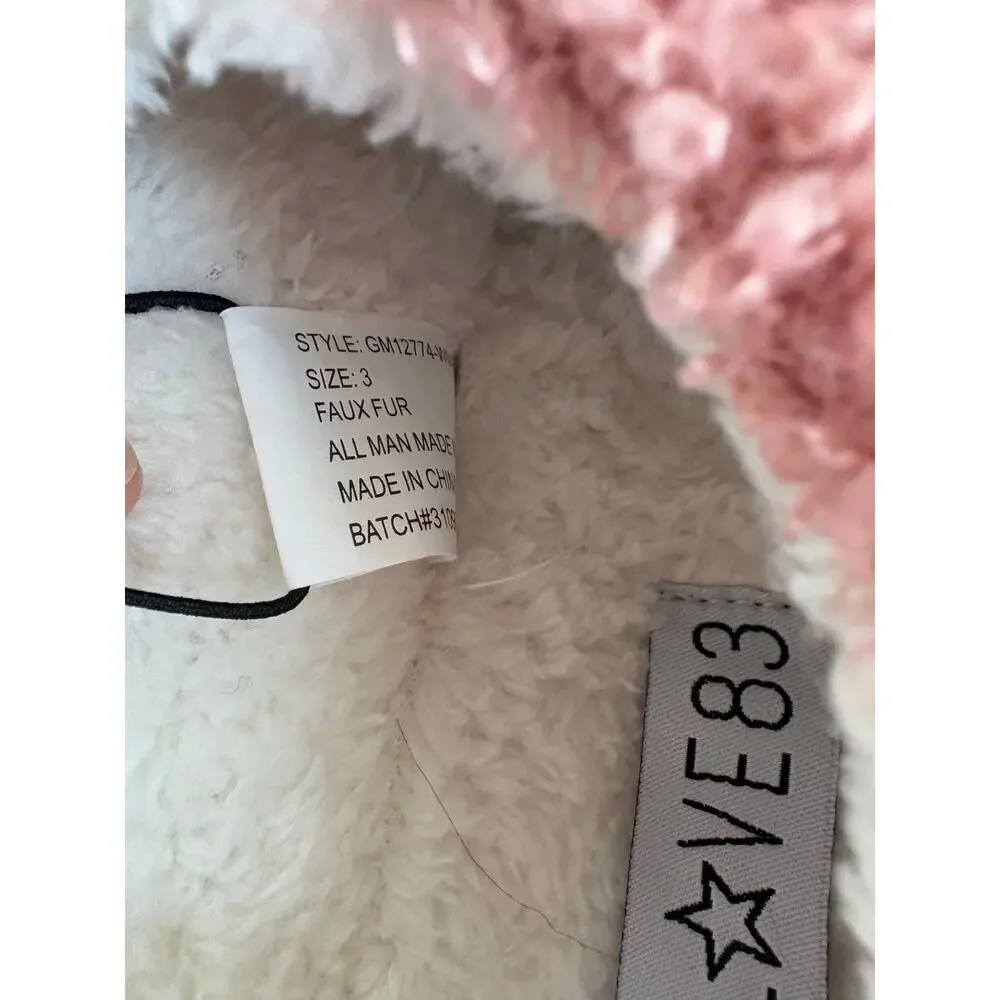 New Love 83 Pink Big Girls Teddy Sherpa Scuff Platform Slipper Size 3